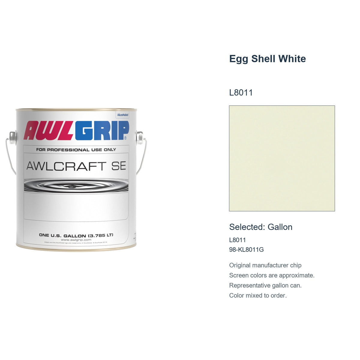 Awlgrip Awlcraft SE Egg Shell White L8011, selected Gallon, L8011: original manufacturer chip with representative gallon can