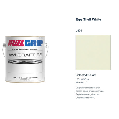 Awlgrip Awlcraft SE Egg Shell White L8011, selected Quart, L8011/1QTUS: original manufacturer chip with representative gallon can