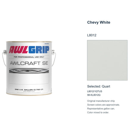 Awlgrip Awlcraft SE Chevy White L8012, selected Quart, L8012/1QTUS: original manufacturer chip with representative gallon can