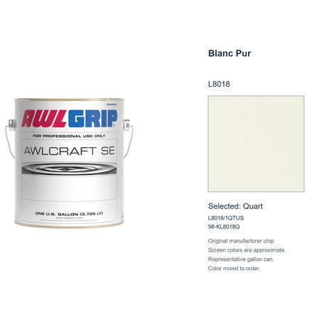 Awlgrip Awlcraft SE Blanc Pur L8018, selected Quart, L8018/1QTUS: original manufacturer chip with representative gallon can