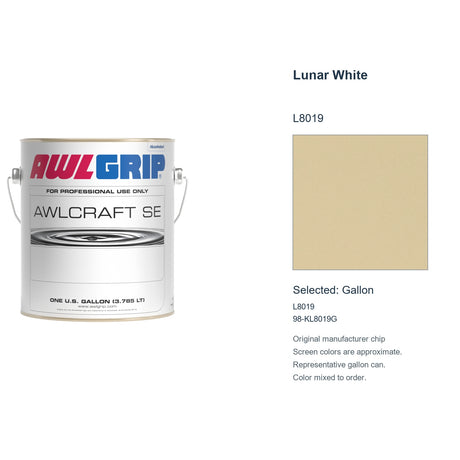 Awlgrip Awlcraft SE Lunar White L8019, selected Gallon, L8019: original manufacturer chip with representative gallon can