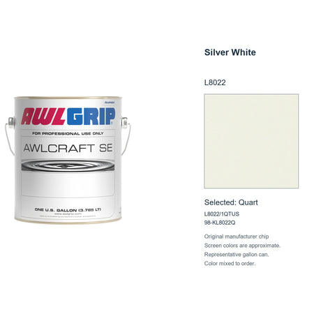 Awlgrip Awlcraft SE Silver White L8022, selected Quart, L8022/1QTUS: original manufacturer chip with representative gallon can