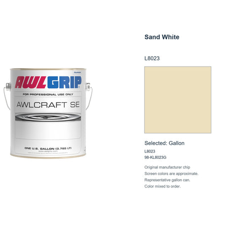 Awlgrip Awlcraft SE Sand White L8023, selected Gallon, L8023: original manufacturer chip with representative gallon can