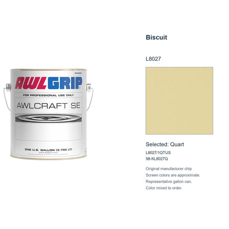 Awlgrip Awlcraft SE Biscuit L8027, selected Quart, L8027/1QTUS: original manufacturer chip with representative gallon can