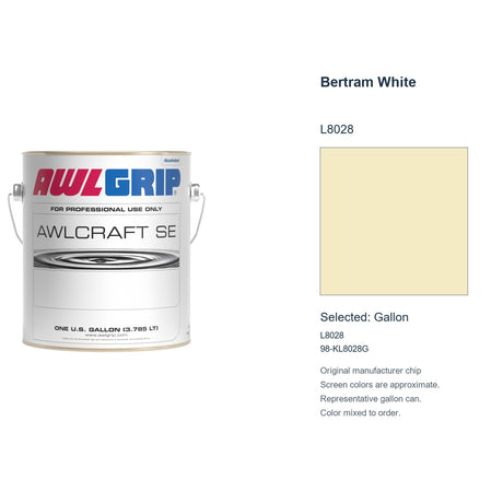 Awlgrip Awlcraft SE Bertram White L8028, selected Gallon, L8028: original manufacturer chip with representative gallon can