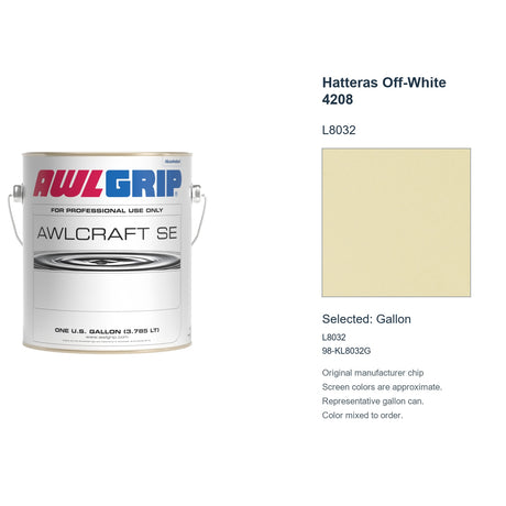 Awlgrip Awlcraft SE Hatteras Off-White 4208 L8032, selected Gallon, L8032: original manufacturer chip with representative gallon can