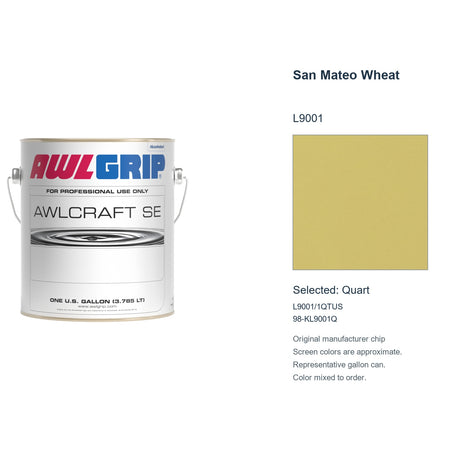 Awlgrip Awlcraft SE San Mateo Wheat L9001, selected Quart, L9001/1QTUS: original manufacturer chip with representative gallon can
