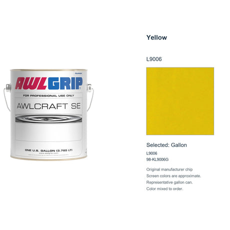 Awlgrip Awlcraft SE Yellow L9006, selected Gallon, L9006: original manufacturer chip with representative gallon can