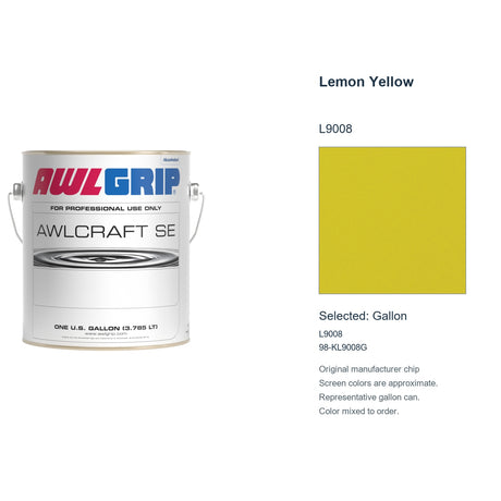 Awlgrip Awlcraft SE Lemon Yellow L9008, selected Gallon, L9008: original manufacturer chip with representative gallon can