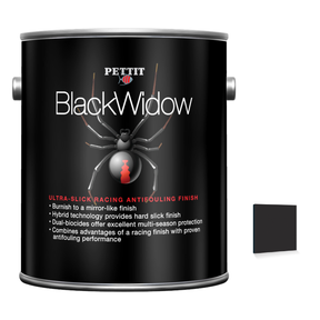 Pettit Black Widow packaging with official Black color swatch