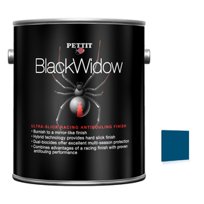 Pettit Black Widow packaging with official Dark Blue color swatch