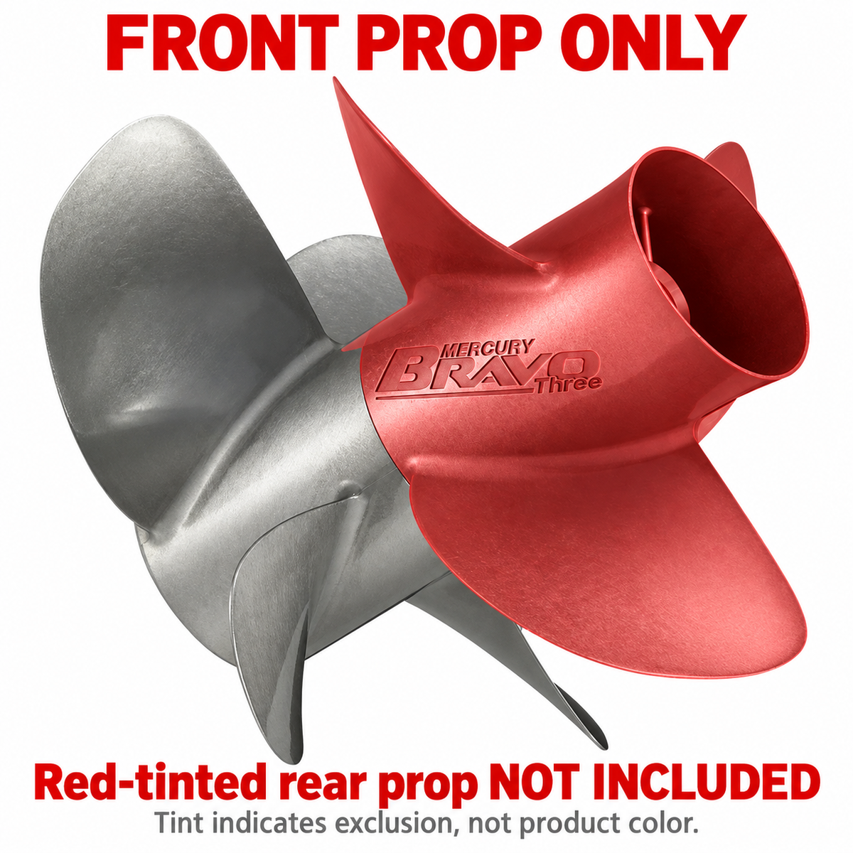 front prop sold individually. Red-tinted other prop is NOT INCLUDED; tint is an explanatory overlay, not actual product color.