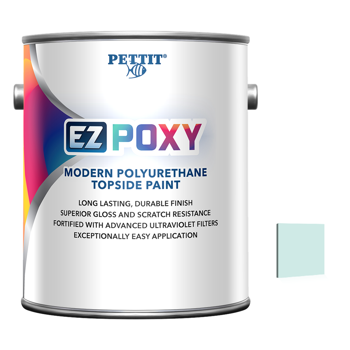 Pettit EZ-Poxy packaging with official Blue Ice color swatch