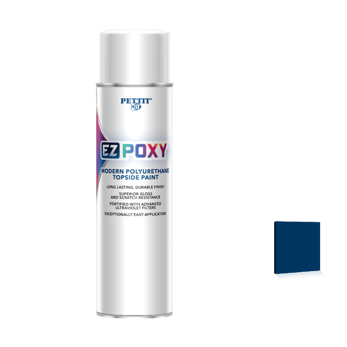 Pettit EZ-Poxy packaging with official Electric Sapphire Blue color swatch