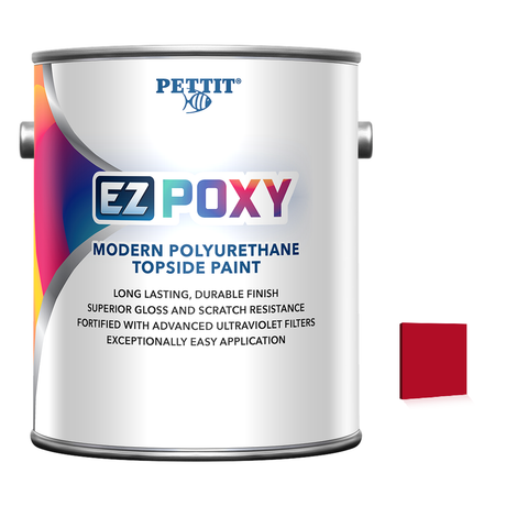 Pettit EZ-Poxy packaging with official Fire Red color swatch
