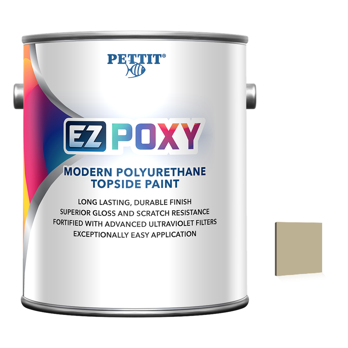 Pettit EZ-Poxy packaging with official Grand Banks Beige color swatch