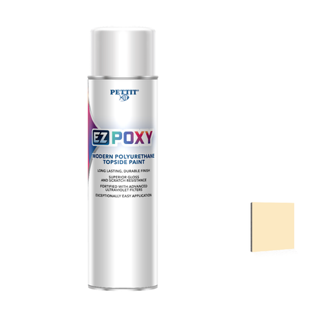 Pettit EZ-Poxy packaging with official Hatteras Off-White color swatch