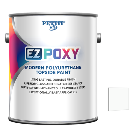 Pettit EZ-Poxy packaging with official Matterhorn White color swatch