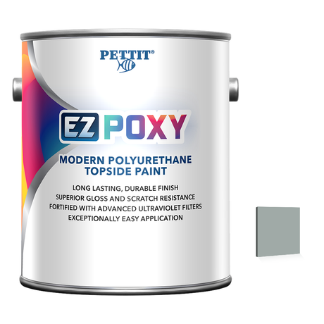 Pettit EZ-Poxy packaging with official Platinum Gray color swatch