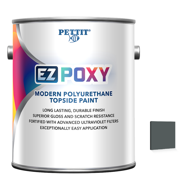 Pettit EZ-Poxy packaging with official Steel Gray color swatch