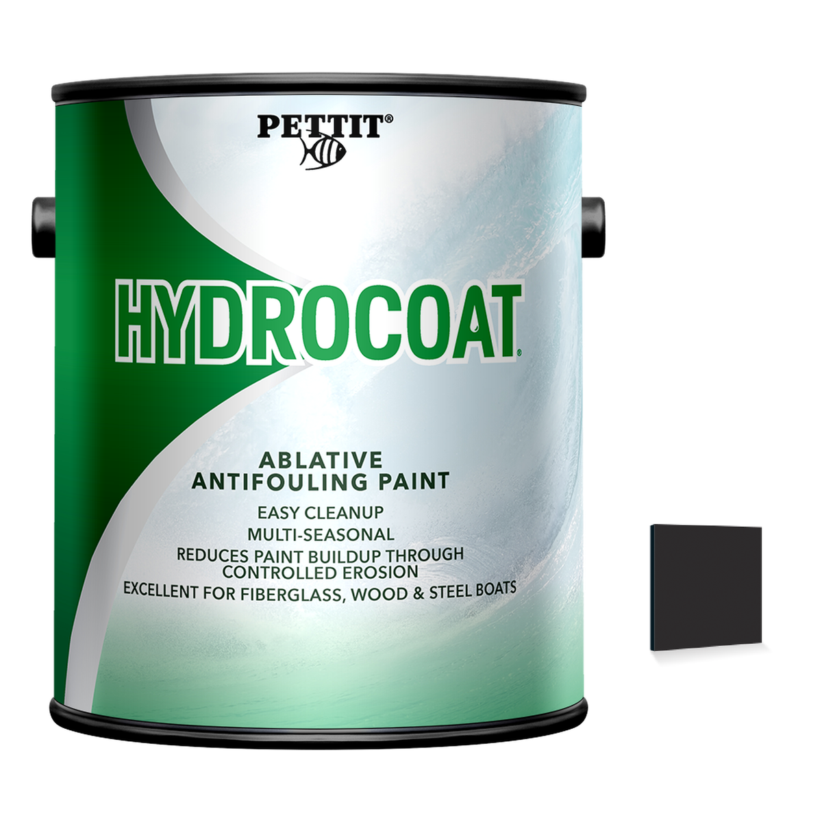 Pettit Hydrocoat packaging with official Black color swatch