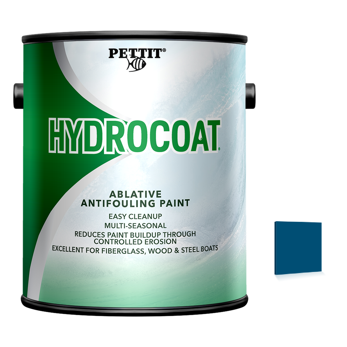 Pettit Hydrocoat packaging with official Blue color swatch