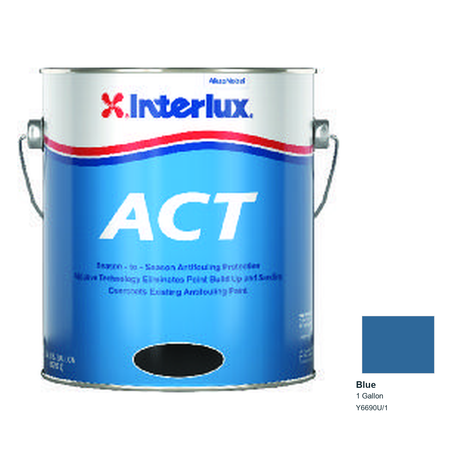 Interlux ACT Antifouling Bottom Paint — Blue — 1 Gallon — Y6690U/1; manufacturer can illustration with original manufacturer color swatch