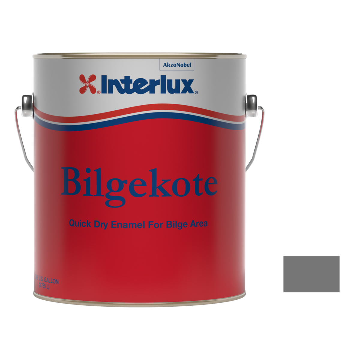Interlux bilgekote representative 1 Gallon packaging with manufacturer YMA100 Gray swatch
