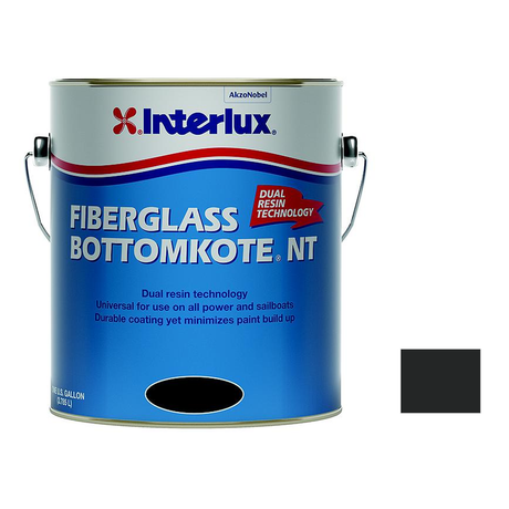 Interlux fiberglass bottomkote r nt representative 1 Gallon packaging with manufacturer YBB379 Black swatch