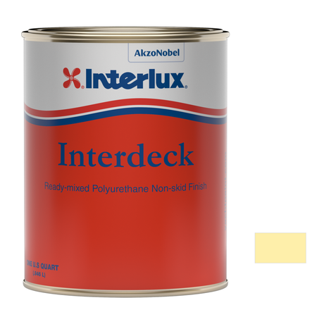 Interlux interdeck representative 1 Quart packaging with manufacturer YJC089 Cream swatch