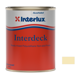 Interlux interdeck representative 1 Quart packaging with manufacturer YJG009 Sand Beige swatch