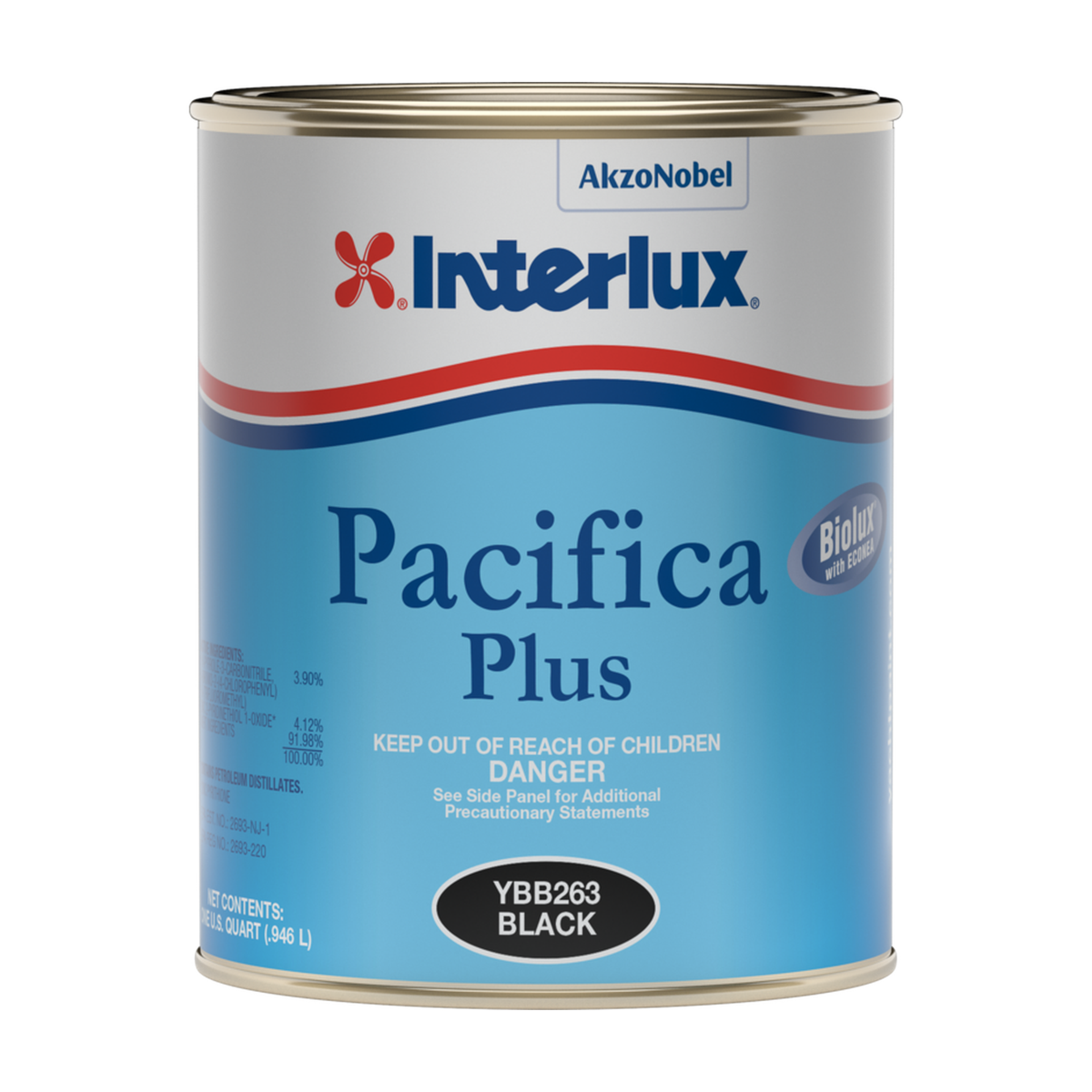 Interlux pacifica plus representative 1 Quart packaging, clean view