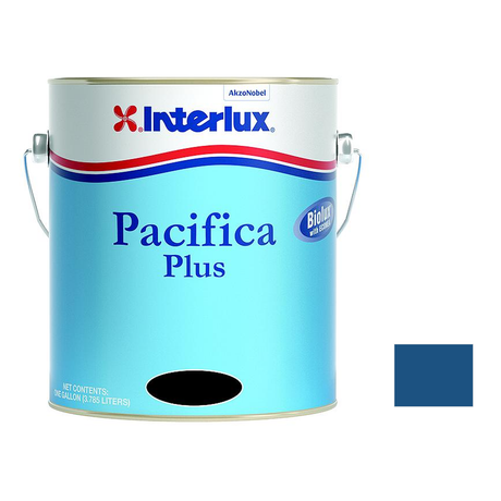 Interlux pacifica plus representative 1 Gallon packaging with manufacturer YBB260 Blue swatch