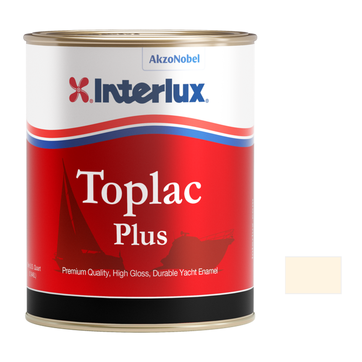Interlux Toplac Plus quart packaging with official YLK187 Ivory color swatch