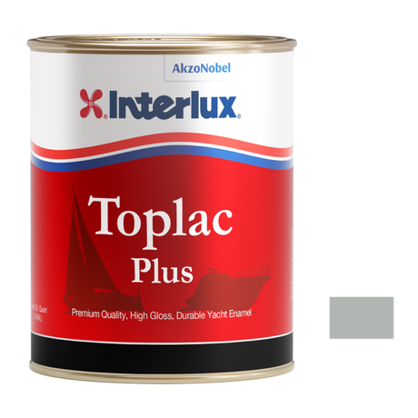 Interlux Toplac Plus quart packaging with official YLK684 Atlantic Gray color swatch