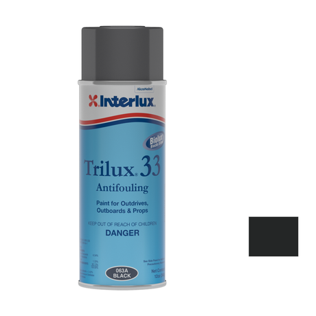 Interlux trilux 33 aerosol representative 12 fl.oz packaging with manufacturer YBA063A Black swatch