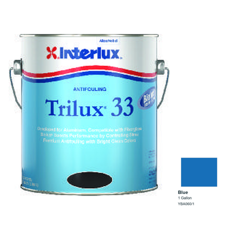 Interlux Trilux 33 Antifouling Bottom Paint — Blue — 1 Gallon — YBA060/1; manufacturer can illustration with original manufacturer color swatch