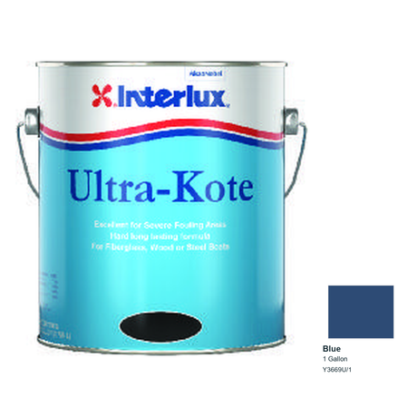 Interlux Ultra-Kote Antifouling Bottom Paint — Blue — 1 Gallon — Y3669U/1; manufacturer can illustration with original manufacturer color swatch