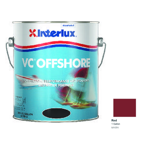 Interlux VC Offshore Antifouling Bottom Paint — Red — 1 Gallon — V117/1; manufacturer can illustration with original manufacturer color swatch