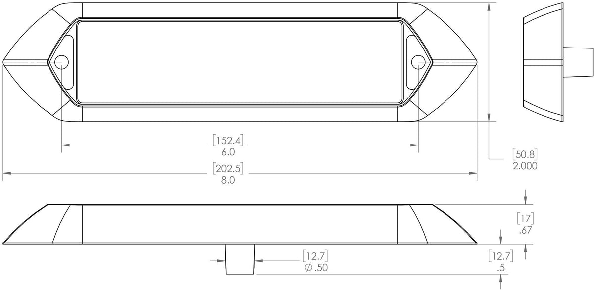 Javelin 600X Underwater Light — manufacturer dimensional drawing