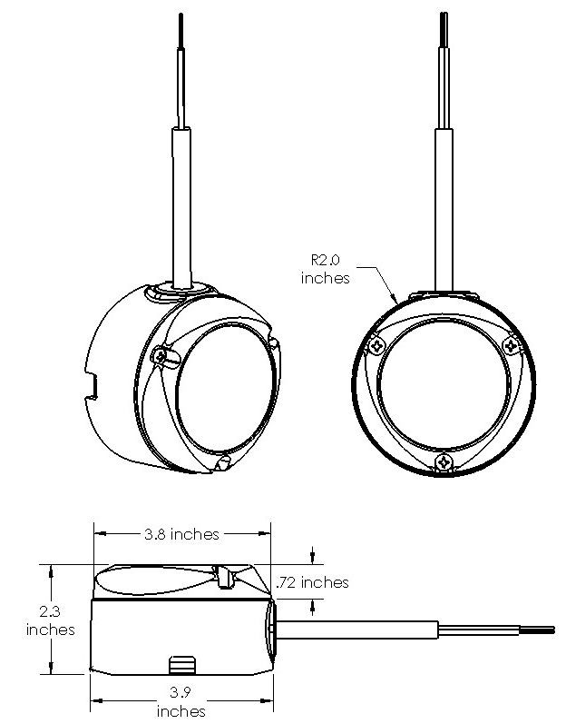 Kraken Underwater Dock Light — manufacturer dimensional drawing