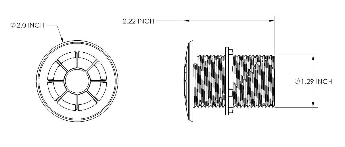 Lutra LED Livewell Light - Spectrum — manufacturer dimensional drawing