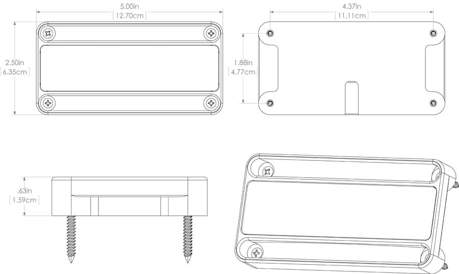 NevisLT LED Utility Light - White Only — manufacturer dimensional drawing