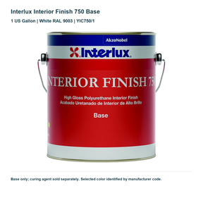 Interlux Interior Finish 750 Base — 1 US Gallon | White RAL 9003 | YIC750/1. Base only; curing agent sold separately. Selected color identified by manufacturer code.