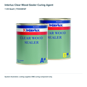 Interlux Clear Wood Sealer Curing Agent — 1 US Quart | YVA328/QT. System illustration. Listing supplies ONE curing component only.