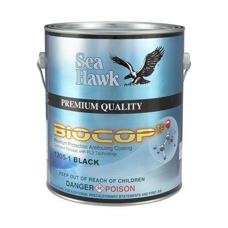 95-12051GL-clean | Original Sea Hawk manufacturer Biocop gallon package photo — exact listed Black or Light Gray example; Colorkote can is color-neutral