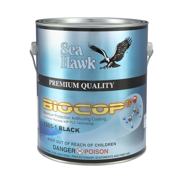 95-12051GL-clean | Original Sea Hawk manufacturer Biocop gallon package photo — exact listed Black or Light Gray example; Colorkote can is color-neutral