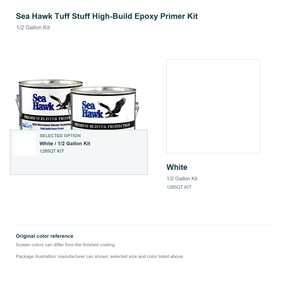 Sea Hawk Tuff Stuff High-Build Epoxy Primer Kit - 1/2 Gallon Kit - White - manufacturer can illustration with selected-option panel and original swatch
