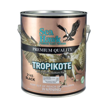 95-2145GL-clean | Original Sea Hawk manufacturer Tropikote gallon package photo — exact listed Black or Light Gray example; Colorkote can is color-neutral