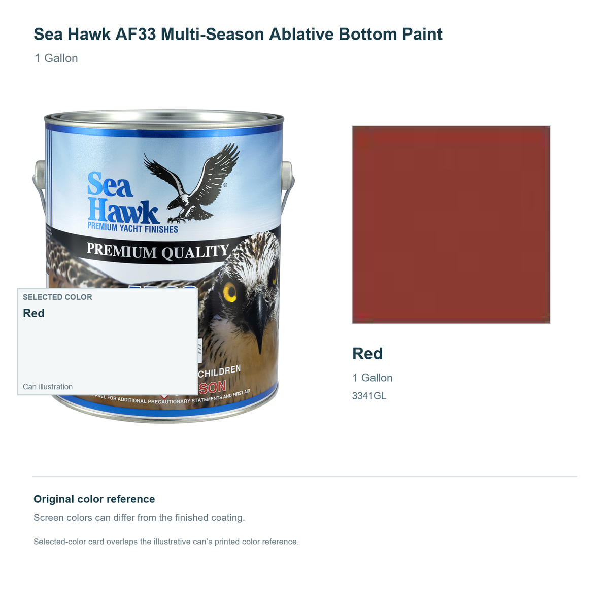 95-3341GL | 1 Gallon | Red | can and original swatch